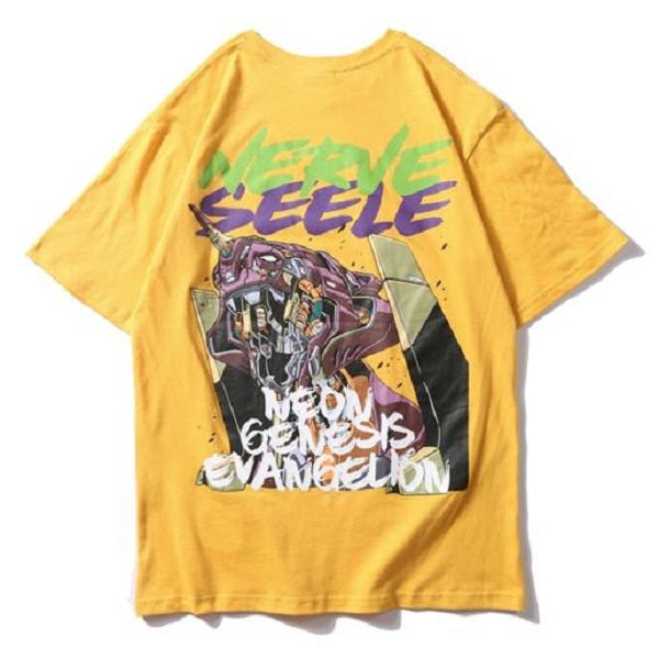 Neon Genesis Robot Printed Hip Hop Streetwear Loose Tees-unisex-wanahavit-yellow-Asian M-wanahavit