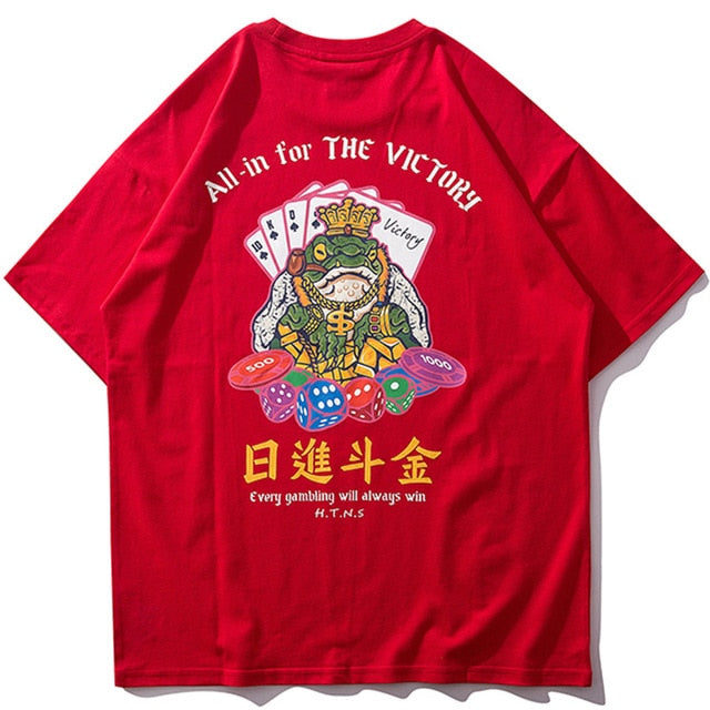 All In For The Victory Printed Hip Hop Streetwear Loose Tees-unisex-wanahavit-Red-Asian M-wanahavit