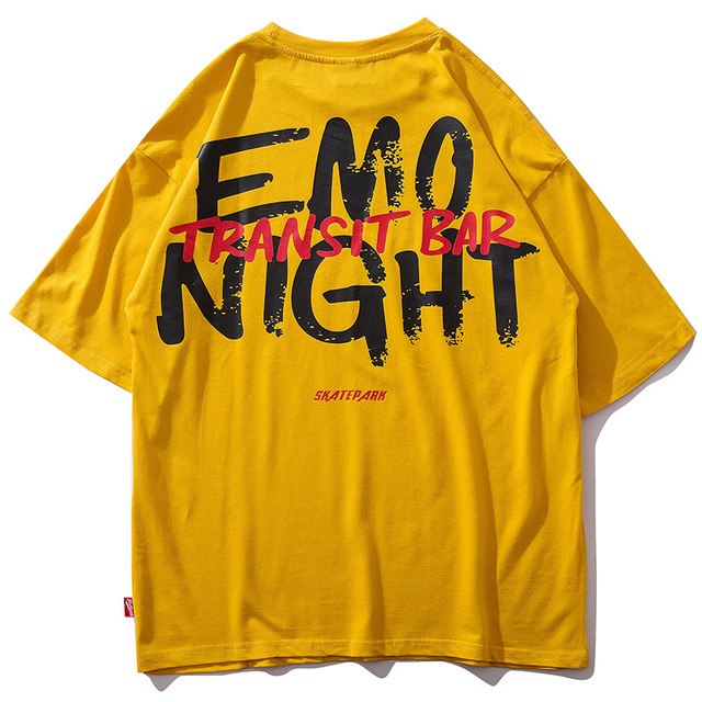 Emo Night Bar Printed Hip Hop Streetwear Loose Tees-unisex-wanahavit-Yellow-Asian M-wanahavit
