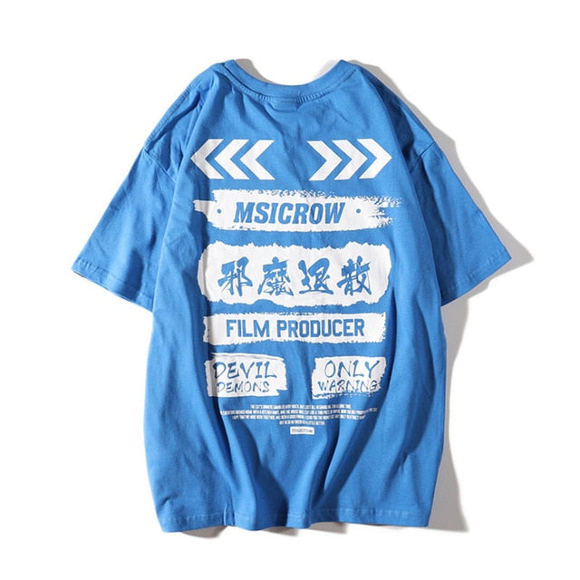 Film Producer Koi Printed Hip Hop Streetwear Loose Tees-unisex-wanahavit-Blue-Asian M-wanahavit