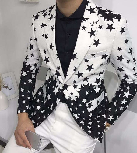 Star Printed Slim Fit Stage Club Blazer-men-wanahavit-As picture-M-wanahavit