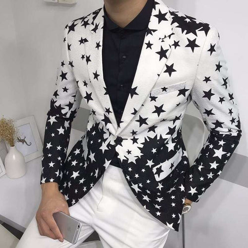 Load image into Gallery viewer, Star Printed Slim Fit Stage Club Blazer-men-wanahavit-As picture-M-wanahavit

