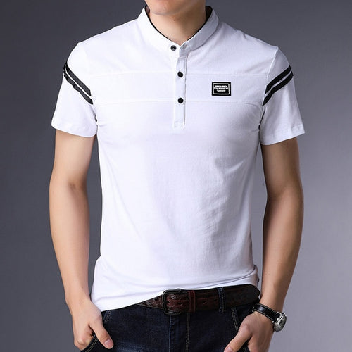 Load image into Gallery viewer, Korean Striped Short Sleeve Polo Shirt-men-wanahavit-White-M-wanahavit
