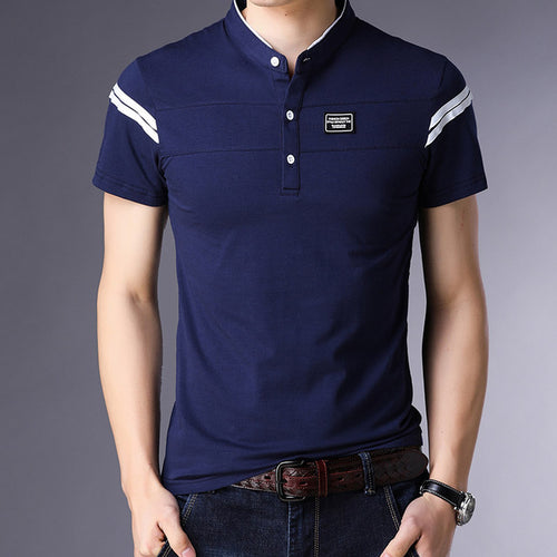 Load image into Gallery viewer, Korean Striped Short Sleeve Polo Shirt-men-wanahavit-Navy Blue-M-wanahavit
