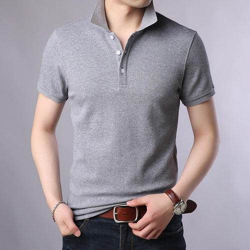 Load image into Gallery viewer, Pure Cotton Solid Color Polo Shirts-men-wanahavit-Gray-M-wanahavit
