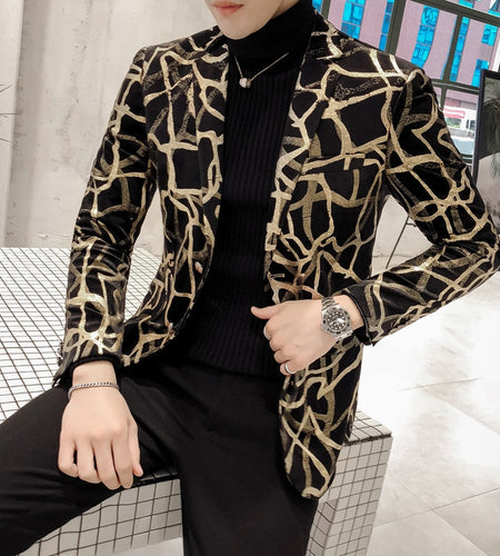 Branches Printed Korean Slim Fit Blazer-men-wanahavit-As picture-M-wanahavit