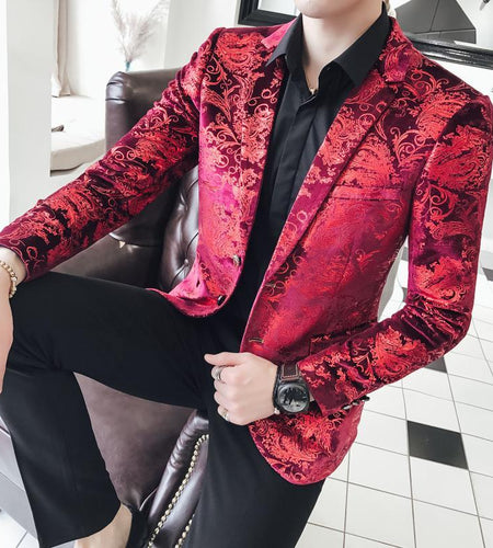 Luxury Elegant Floral Patterned Fashion Blazer-men-wanahavit-As picture-M-wanahavit
