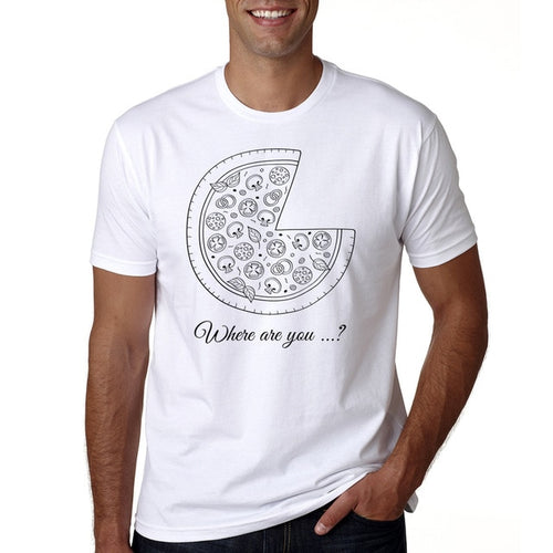 Load image into Gallery viewer, Where Are You? I&#39;m Here!! Pizza Matching Couple Tees-unisex-wanahavit-N082-MSTWH-S-wanahavit
