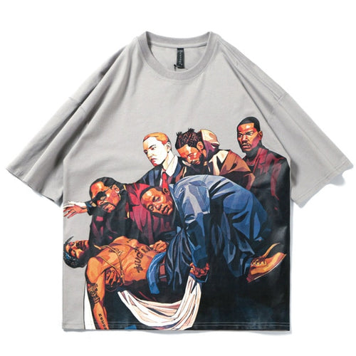 Load image into Gallery viewer, Tupac Death Printed Hip Hop Streetwear Loose Tees-unisex-wanahavit-Gray-Asian S-wanahavit
