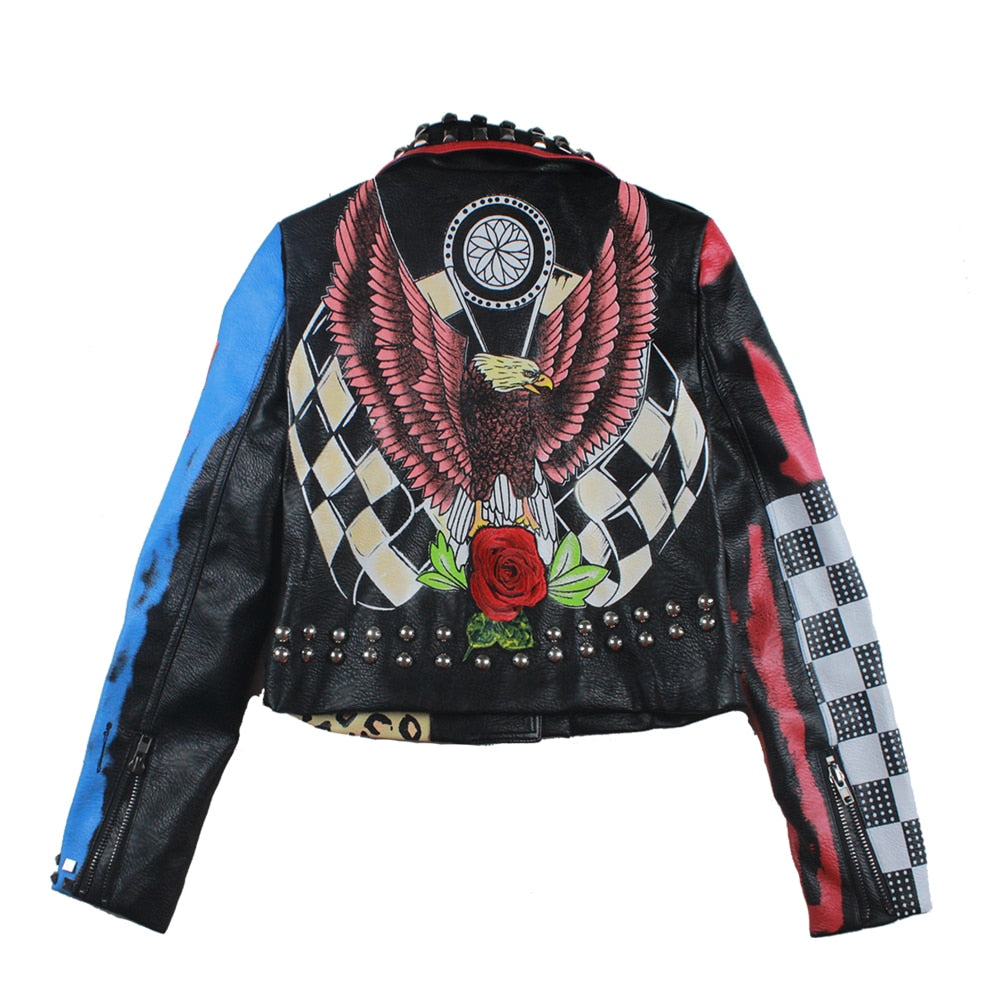 Punk Rock Partisans Leopard Studded Leather Jacket-women-wanahavit-Colorful-M-wanahavit