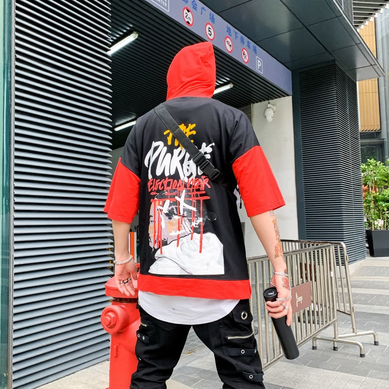 The Purge Printed Hip Hop Streetwear Loose Hooded Tees-unisex-wanahavit-Black-Asian M-wanahavit