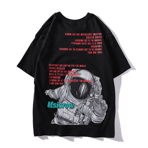 Load image into Gallery viewer, Astronaut Printed Hip Hop Streetwear Loose Tees-unisex-wanahavit-Black-Asian M-wanahavit
