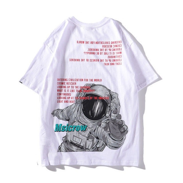 Astronaut Printed Hip Hop Streetwear Loose Tees-unisex-wanahavit-White-Asian M-wanahavit