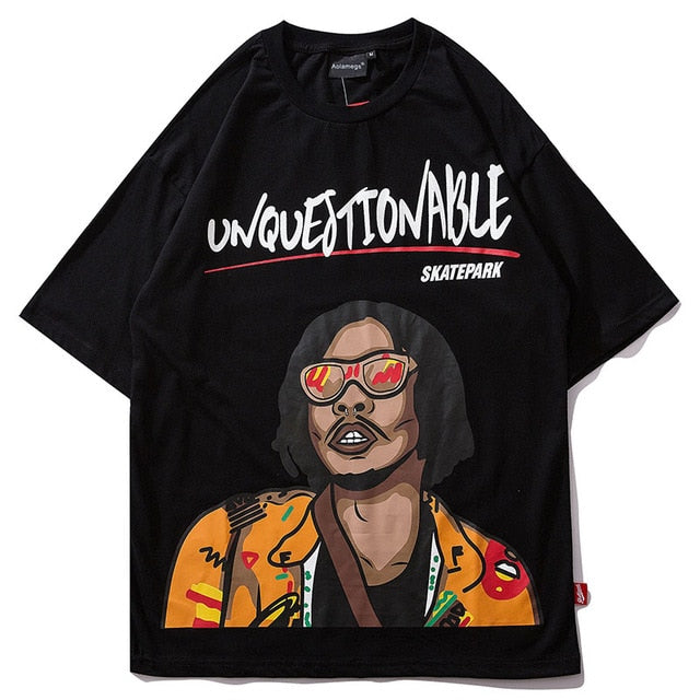 Unquestionable Printed Hip Hop Streetwear Loose Tees-unisex-wanahavit-Black-Asian M-wanahavit