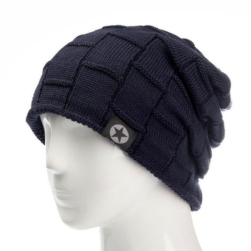 Load image into Gallery viewer, Fleece Lined Soft Stretchable Casual Warm Knitted Winter Beanie-unisex-wanahavit-Navy Blue-wanahavit
