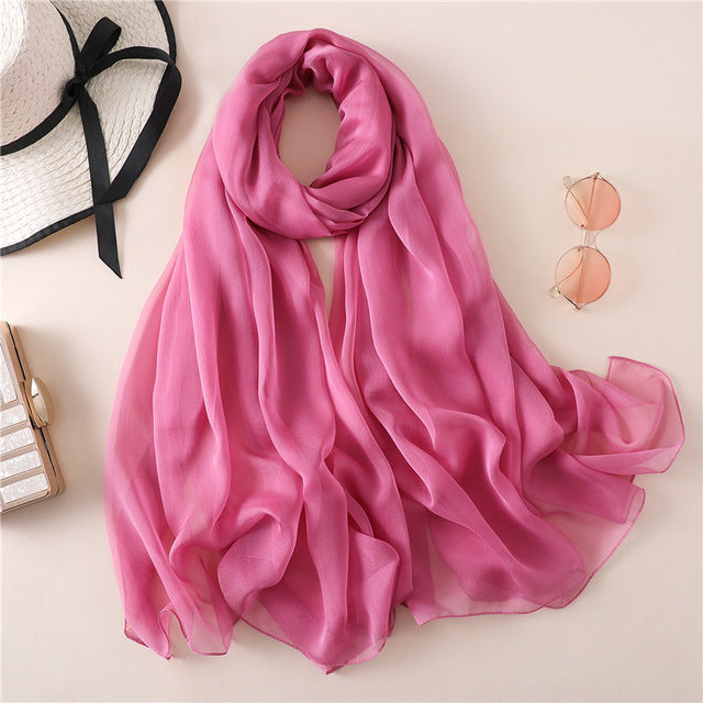 Fashion Silk Scarf Solid Color Bandana Shawl #BS-13-women-wanahavit-BS13-5-wanahavit
