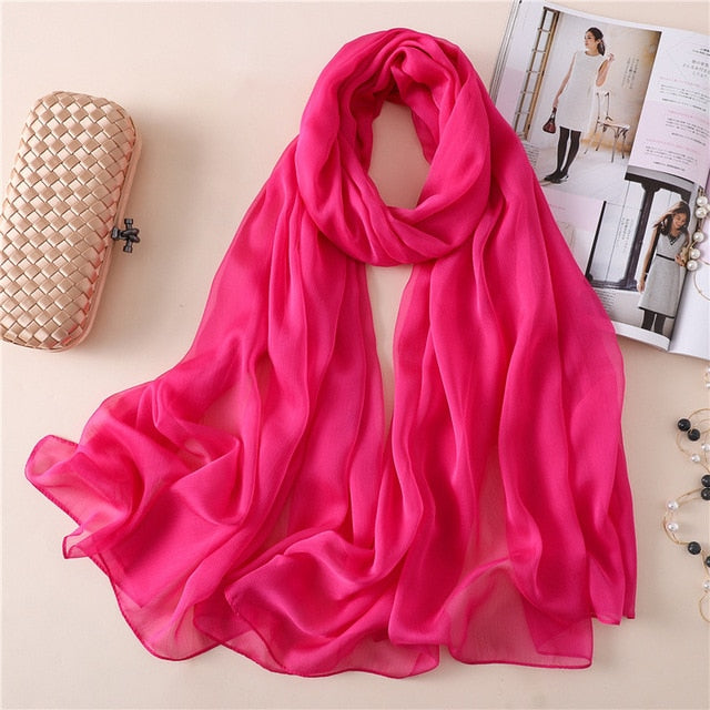 Fashion Silk Scarf Solid Color Bandana Shawl #BS-13-women-wanahavit-BS13-10-wanahavit