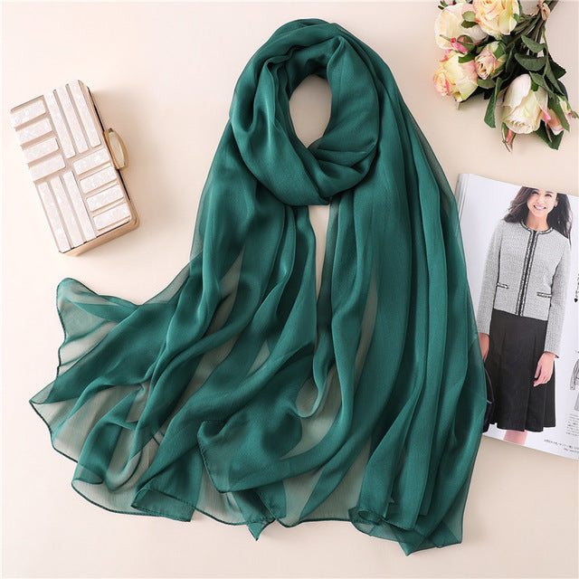 Fashion Silk Scarf Solid Color Bandana Shawl #BS-13-women-wanahavit-BS13-13-wanahavit