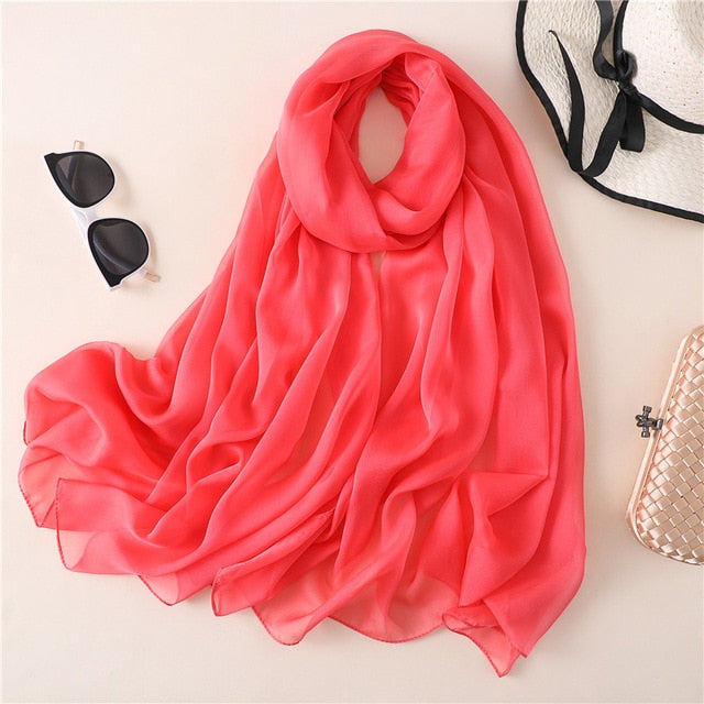 Fashion Silk Scarf Solid Color Bandana Shawl #BS-13-women-wanahavit-BS13-18-wanahavit