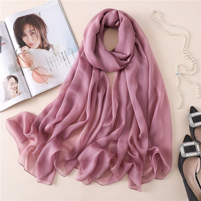 Fashion Silk Scarf Solid Color Bandana Shawl #BS-13-women-wanahavit-BS13-20-wanahavit