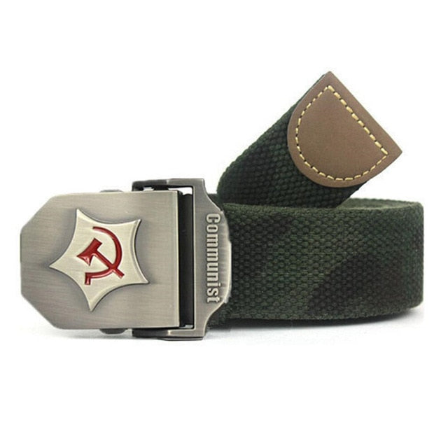 Communist Design Military Thick Canvas Belt-men-wanahavit-Camouflage-110CM-wanahavit