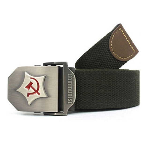Communist Design Military Thick Canvas Belt-men-wanahavit-Army Green-110CM-wanahavit