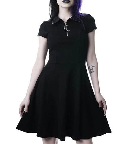 Vintage Pleated Party Ruffles Dress-women-wanahavit-black-S-wanahavit