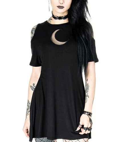 Moon Hollow Out Off Shoulder Pleated Dress-women-wanahavit-black-L-wanahavit