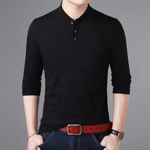 Solid Color Street Style Cotton Long Sleeve Shirt-men-wanahavit-Black-M-wanahavit