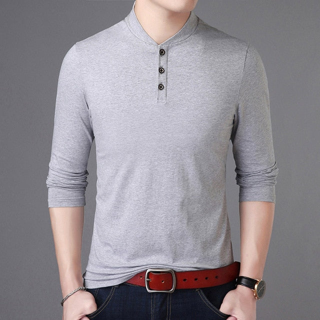 Solid Color Street Style Cotton Long Sleeve Shirt-men-wanahavit-Gray-M-wanahavit