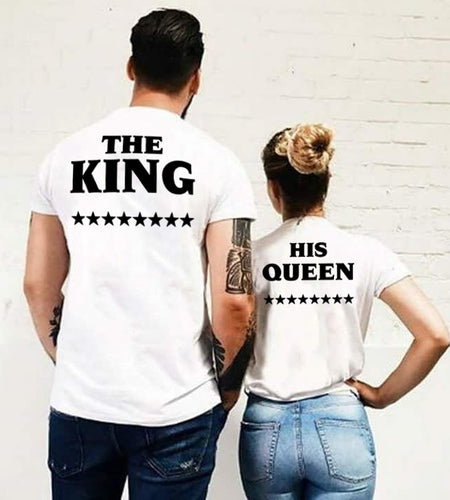 The King with His Queen Matching Couple Tees-unisex-wanahavit-FJ43-FSTWH-S-wanahavit