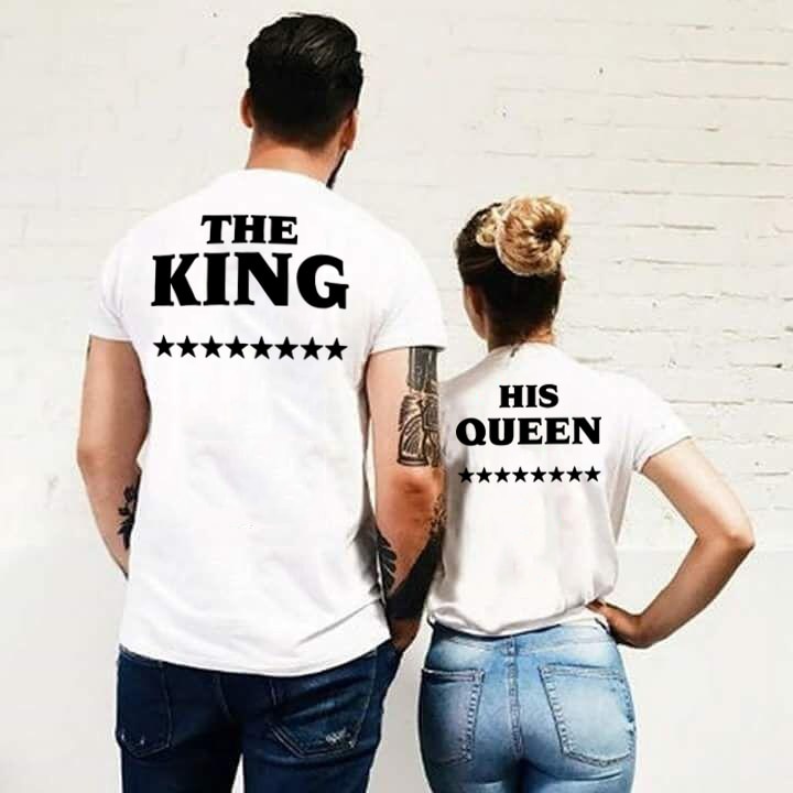 The King with His Queen Matching Couple Tees-unisex-wanahavit-FJ43-FSTWH-S-wanahavit