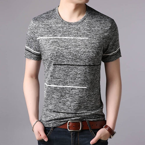 Load image into Gallery viewer, Four Stripes O Neck Short Sleeve Tees-men-wanahavit-Gray-M-wanahavit
