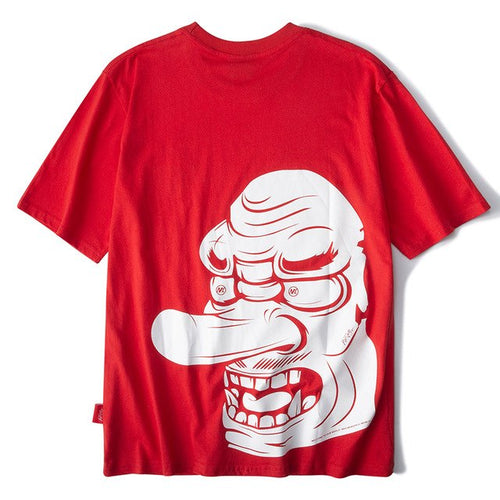 Load image into Gallery viewer, Samurai Tengu Mask Printed Hip Hop Streetwear Loose Tees-unisex-wanahavit-red-Asian M-wanahavit
