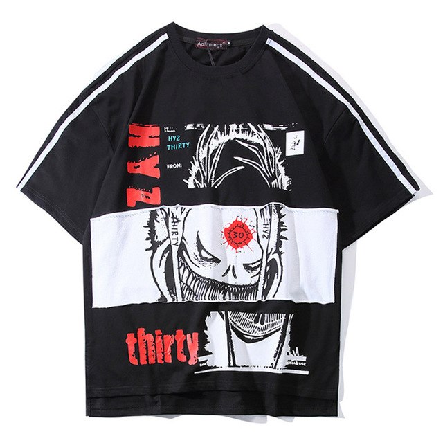 Japan Samurai Printed Hip Hop Streetwear Loose Tees-unisex-wanahavit-Black-Asian L-wanahavit