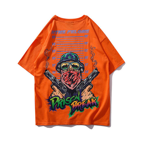 Load image into Gallery viewer, Prison Break Printed Hip Hop Streetwear Loose Tees-unisex-wanahavit-Orange-Asian L-wanahavit
