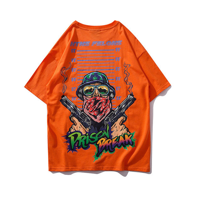 Prison Break Printed Hip Hop Streetwear Loose Tees-unisex-wanahavit-Orange-Asian L-wanahavit