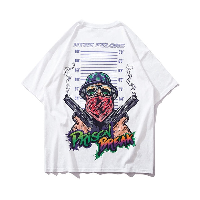 Prison Break Printed Hip Hop Streetwear Loose Tees-unisex-wanahavit-White-Asian L-wanahavit