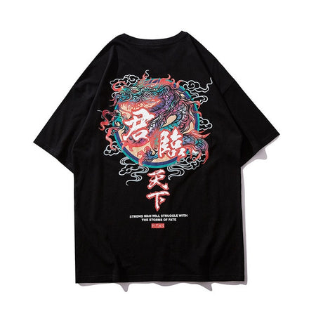 Chinese Dragon Printed Hip Hop Streetwear Loose Tees-unisex-wanahavit-White-Asian XL-wanahavit