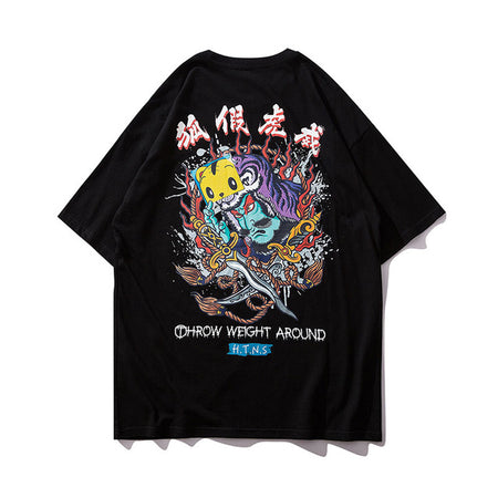 Throw Weight Around Printed Hip Hop Streetwear Loose Tees-unisex-wanahavit-White-Asian L-wanahavit