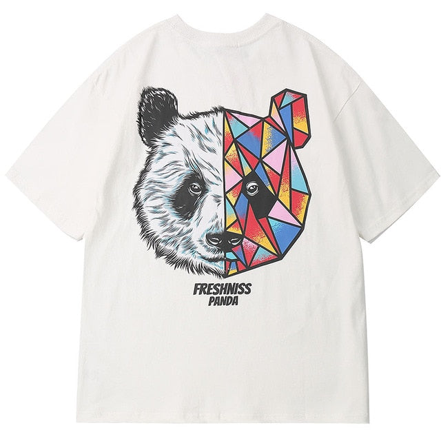 Freshness Panda Printed Hip Hop Streetwear Loose Tees-unisex-wanahavit-White-Asian L-wanahavit