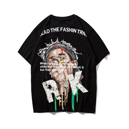 Let's Rock Printed Hip Hop Streetwear Loose Tees-unisex-wanahavit-White-Asian L-wanahavit