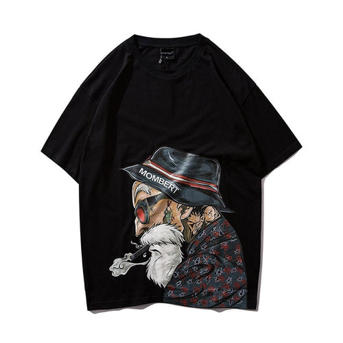 Load image into Gallery viewer, Smoking Old Man Printed Hip Hop Streetwear Loose Tees-unisex-wanahavit-Black-Asian L-wanahavit
