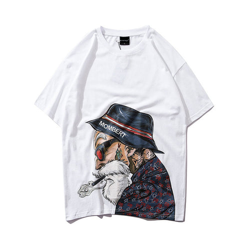 Load image into Gallery viewer, Smoking Old Man Printed Hip Hop Streetwear Loose Tees-unisex-wanahavit-White-Asian L-wanahavit
