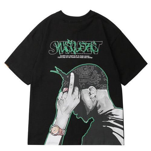 Load image into Gallery viewer, Tupac Rapper Printed Hip Hop Streetwear Loose Tees-men-wanahavit-Black-Asian L-wanahavit
