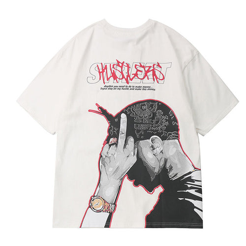 Load image into Gallery viewer, Tupac Rapper Printed Hip Hop Streetwear Loose Tees-men-wanahavit-White-Asian L-wanahavit
