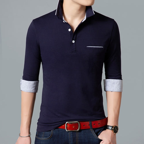 Load image into Gallery viewer, Stand Collar Polo Long Sleeve Slim Fit Shirt-men-wanahavit-Navy Blue-M-wanahavit
