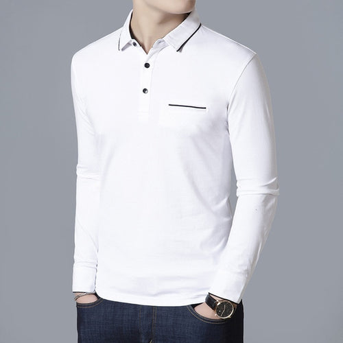 Load image into Gallery viewer, Stand Collar Polo Long Sleeve Slim Fit Shirt-men-wanahavit-White-M-wanahavit
