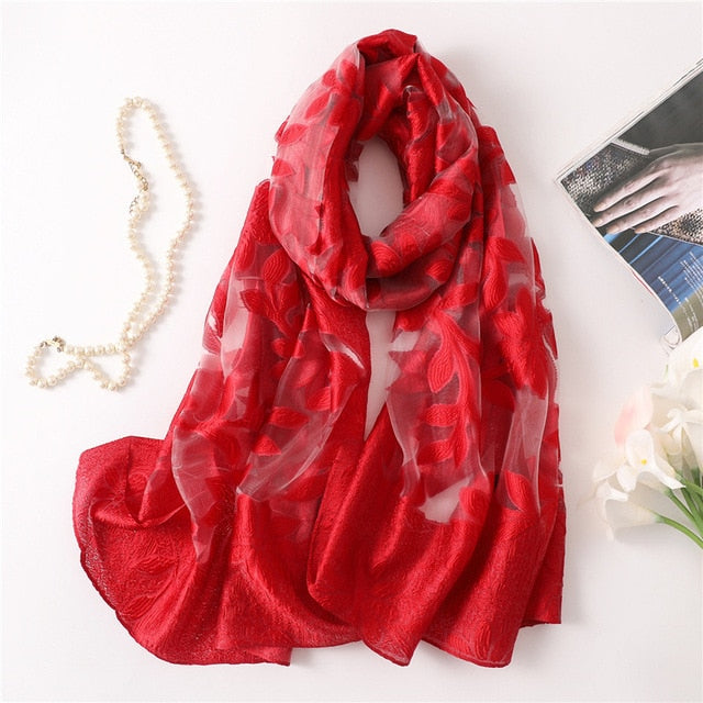 Fashion Silk Scarf Floral Printed Bandana Shawl #1979-women-wanahavit-A10-red-wanahavit