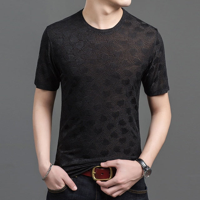 Geometric Textured Pattern Designer Tees-men-wanahavit-Black-M-wanahavit